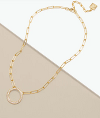 Paperclip Pave Ring Necklace