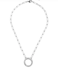 Paperclip Pave Ring Necklace