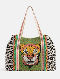 Beaded Leopard Tote