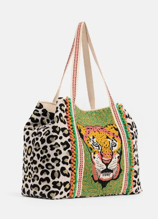Beaded Leopard Tote